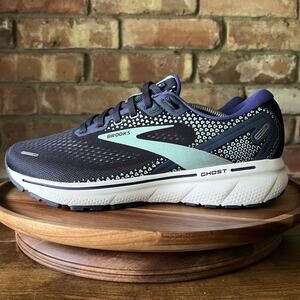 Brooks Ghost 14 Womans 9.5 Neutral Cushion Running Navy White Sneakers Shoes